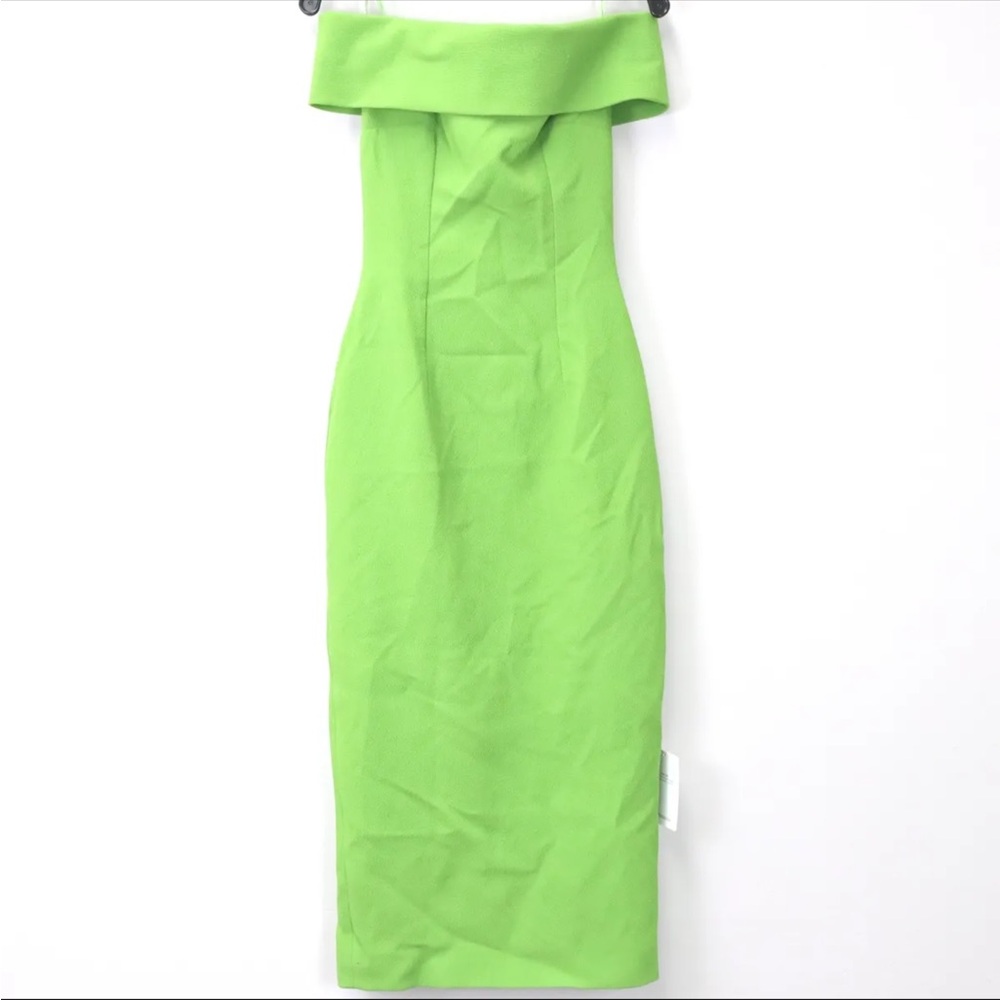 Emilia Wickstead Charlie Off-Shoulder Midi Dress In Apple Green Size UK 8, US 4